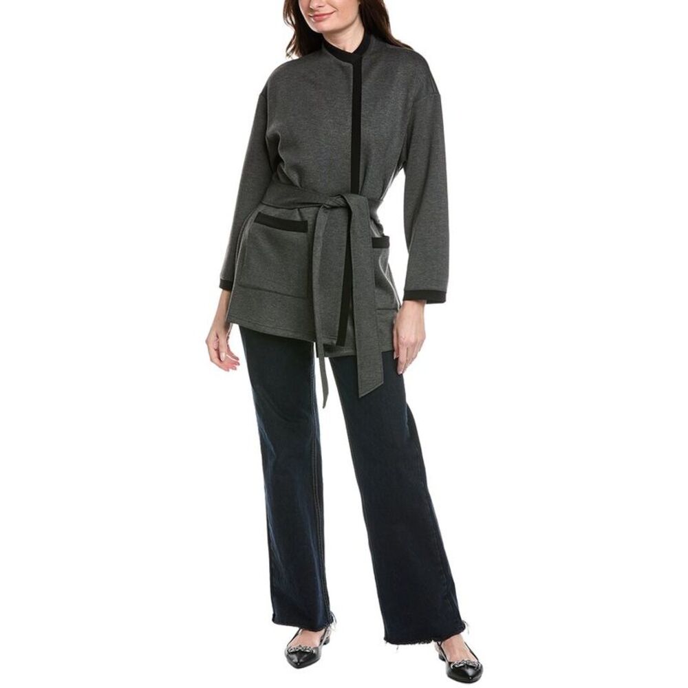Joseph Ribkoff Womens  Waist-Tie Robe Coat, Grey